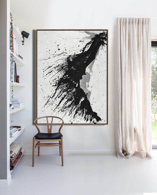 Extra Large Acrylic Painting On Canvas,Hand-Painted Black,Acrylic Painting On Canvas